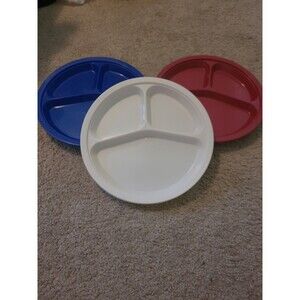 Set Of 6 Divided Plastic Dinner Plates